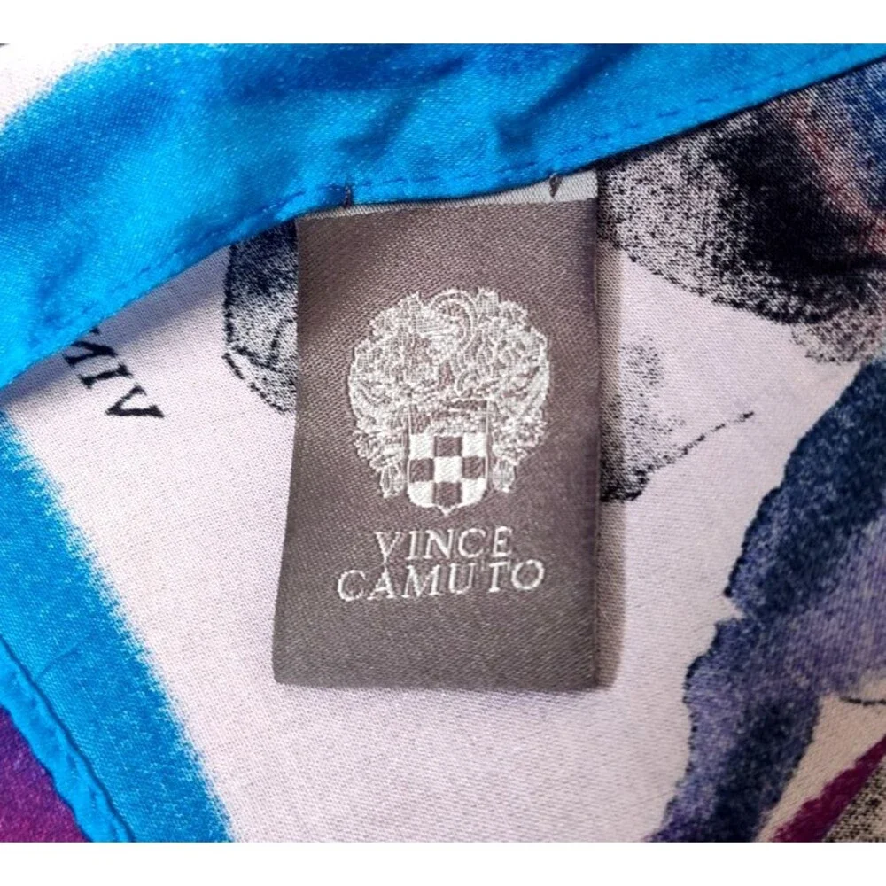 Silk Vince Camuto Watercolor Floral Scarf Wrap Blues White Rectangle 76 X 28 In